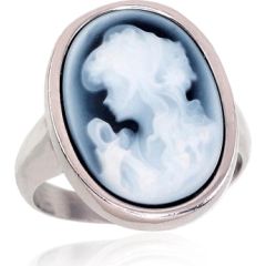 Серебряное кольцо #2101697(PRh-Gr)_AG, Серебро 925°, родий (покрытие), Агат, Размер: 18.5, 6.5 гр.