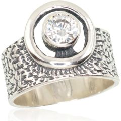 Серебряное кольцо #2101208(POx-Bk)_CZ, Серебро 925°, оксид (покрытие), Цирконы, Размер: 17, 6.8 гр.
