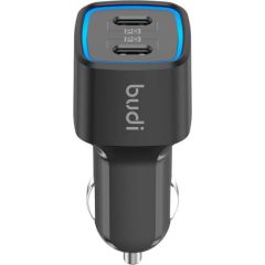 Car charger Budi 065R, 2x USB-C, PD 60W (black)