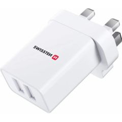 Swissten Зарядное устройство 2x USB 10.5W для UK Разъем