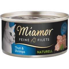 MIAMOR Feine Filets Naturell Tuna with shrimps - wet cat food - 80g