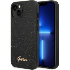 Guess PC|TPU Glitter Flakes Metal Logo Case for iPhone 14 Black