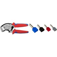 KNIPEX self-adjusting crimping pliers Twistor 16 (red/blue, for ferrules)