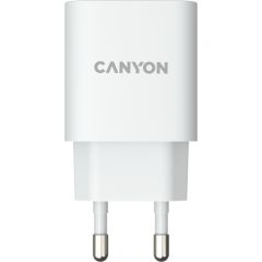 CANYON H-18-01, Wall charger with 1*USB, QC3.0 18W, Input: 100V-240V, Output: DC 5V/3A,9V/2A,12V/1.5A, Eu plug, OCP/OVP/OTP/SCP, CE, RoHS ,ERP. Size: 80.17*41.23*28.68mm, 50g, White