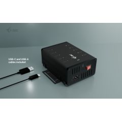 I-TEC USB-C/USB-A Metal Charging+Data HUB 15W per port 10x USB-C integrated power adapter 180W