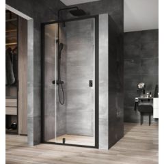 Ravak dušas durvis NDOP2, 1200 mm, h=1950, melns_melns/caurspīdīgs stikls