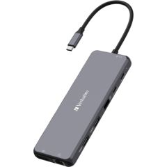 Verbatim USB-C Pro multiport hub CMH-13, 13 port, docking station (grey, 2x HDMI, DP, RJ-45, 6x USB-A, audio, 2x USB-C PD)