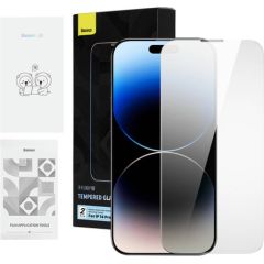 Privacy tempered Glass Baseus Iphone 14 Pro Max (2pcs) with 2 cleaning kits and dust-proof installation tool