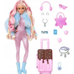 Lalka Barbie Mattel Extra Fly Zimowa w podróży z zimowymi ubrankami HPB16