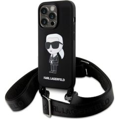 Karl Lagerfeld Crossbody Silicone Ikonik Back Case Защитный Чехол для Apple iPhone 15 Pro Max