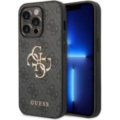 Guess -  Guess PU 4G Metal Logo Case for iPhone 15 Pro Max Grey