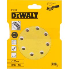 Koka slīpēšanas loksne DeWalt DT3108-QZ; K320; 125 mm; P320; 10 gab.