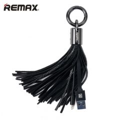 Remax RC-053m Dizaina Atsēgu piekariņš Universāls Micro USB Datu & Uzlādes Kabelis Melns