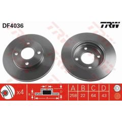 TRW Bremžu disks DF4036