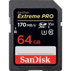 Sandisk Extreme PRO SDXC 64GB R/W 170/90 MB/s C10, U3, V30