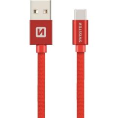 Swissten Textile Universāls Quick Charge 3.1 USB-C Datu un Uzlādes Kabelis 3m Sarkans