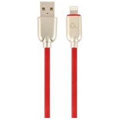 Gembird USB Male - Lightning Male Premium rubber 1m Red