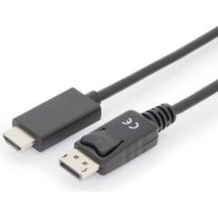 Assmann Cable DisplayPort 1.2 w/interlock 4K 60Hz UHD Type DP/HDMI A M/M black 1m