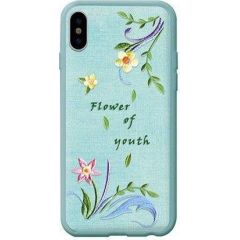 Devia Flower Embroidery Lanzh Силиконовый Чехол для Apple iPhone X / XS Зеленый