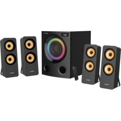 Fenda Multimedia Speakers F&D F7700X 4.1 (Subwoofer driver: 5.25”*2pcs / Satellite driver: 2.5”*8pcs) BT 5.0/AUX/FM/USB/OPTICAL, Remote control, LED Display, Multicolor LED Lighting, 80W