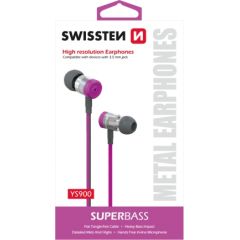 Swissten SuperBass Earbuds Metal YS900 Cтерео Наушники с микрофоном 3.5mm / 1.2m Розовые