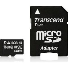 MEMORY MICRO SDHC 16GB W/ADAPT/CLASS10 TS16GUSDHC10 TRANSCEND