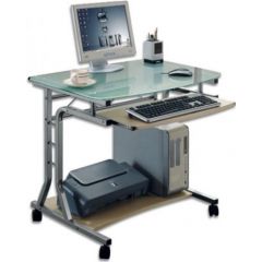 TECHLY Compact Desk for PC Metal Glass