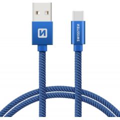 Swissten Textile Универсальный Quick Charge 3.1 USB-C USB Кабель данных 2м Синий