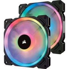 Corsair LL Series, LL140 RGB, 140mm Dual Light Loop RGB LED PWM Fan, 2 Fan Pack with Lighting Node PRO