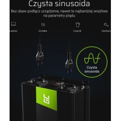 Strāvas pārveidotājs Green Cell 12V 230V sinusoid 1500W