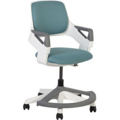 Bērnu mācību krēsls ROOKEE 64x64xH76-93cm, sēdvieta un atzveltne: audums, krāsa: zilgani zaļš, balts plastmasas rāmis