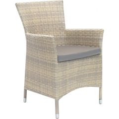 Стул WICKER-1 с подушкой, 61x58xH86cм, стальная рама с плетением из пластика, цвет: бежевый