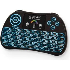 Savio KW-03 Беспроводная Клавиатура PC / PS4 / XBOX / Smart TV / Android + Тачпад Черная (С RGB Подсветкой)