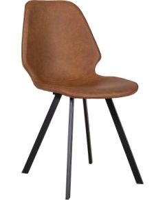 Krēsls HELENA 50x46xH82cm, materiāls: ādas aizvietotājs, krāsa: brūna, kājas: melns metāls