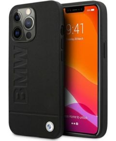 BMW BMHCP13XSLLBK Back Case Aizmugurējais Ādas Apvalks Telefonam Apple iPhone 13 Pro Max Melns