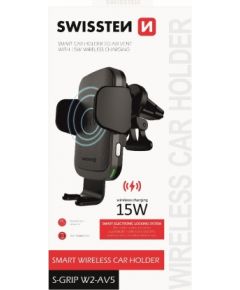 Swissten W2-AV5 Air Vent Универсальный Держатель C 15W Беспроводной Зарядкой + Micro USB Провод 1.2м Черный