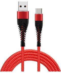 Кабель Fusion Fishbone USB-A - USB-C, 30 Вт / 3А / 1,5 м красный