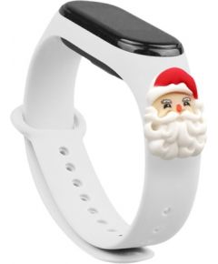 Fusion Xmas Santa siksniņa pulkstenim Xiaomi Mi Band 3 / 4 balts