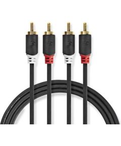 Nedis Aux Audio vads 2x RCA -> 2x RCA 10m Melns