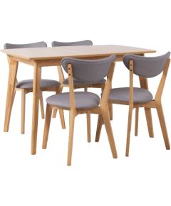 Обеденный комплект JONNA с 4 стульями (10515), шпон дуба / каучуковое дерево