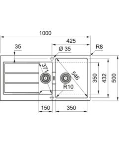 Franke Sirius 2.0 S2D 651-100 Tectonite Arktis weiss