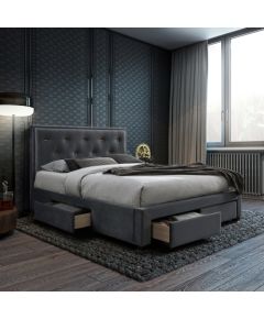 Кровать GLOSSY 160x200cм, с ящиками, серая