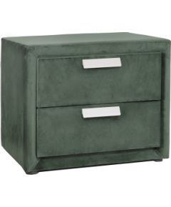 Прикроватная тумба GRACE 2-ящиками, 50,5x41xH40см, обивка из мебельного текстиля, цвет: зелёный