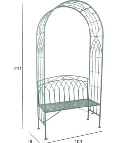 Скамья MINT с аркой 103x48xH211см, кованое железо, антично-зеленый