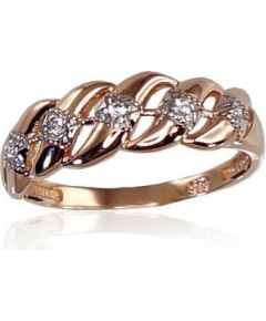 Золотое кольцо #1100267(Au-R+PRh-W)_CZ, Красное Золото	585°, родий (покрытие) , Цирконы , Размер: 19, 2.25 гр.