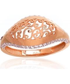 Золотое кольцо #1100925(Au-R+PRh-W)_CZ, Красное Золото	585°, родий (покрытие) , Цирконы , Размер: 17, 1.94 гр.