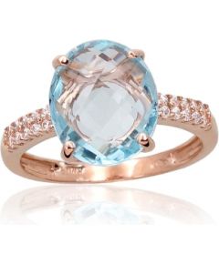 Золотое кольцо #1100957(Au-R)_CZ+TZLB, Красное Золото	585°, Цирконы , Небесно-голубой топаз , Размер: 18, 3.57 гр.