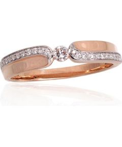 Золотое кольцо #1100942(Au-R+PRh-W)_DI, Красное Золото	585°, родий (покрытие) , Бриллианты (0,149Ct), Размер: 18, 2.23 гр.