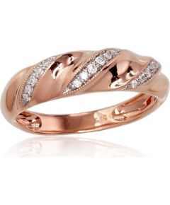 Золотое кольцо #1100424(Au-R+PRh-W)_DI, Красное Золото	585°, родий (покрытие) , Бриллианты (0,107Ct), Размер: 19, 2.4 гр.