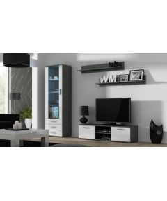 Cama Meble SOHO 7 set (RTV140 cabinet + S1 cabinet + shelves) Grey / White glossy